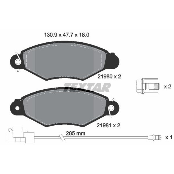 Слика на плочки TEXTAR Q+ 2198009 за Renault Kangoo Express (FC0-1) 1.6 16V bivalent - 82 коњи Бензин/Метан (CNG)