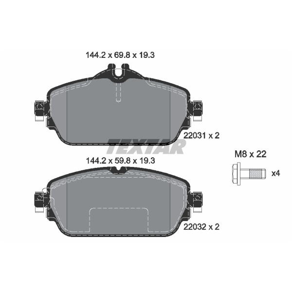 Слика на плочки TEXTAR Q+ 2203102 за Mercedes GLA-class (x156) GLA 180 (156.942) - 122 коњи бензин