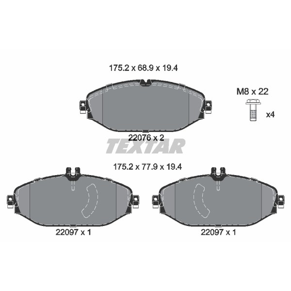 Слика на плочки TEXTAR Q+ 2207601 за Mercedes C-Class Coupe (C205) C 300 (205.348) - 245 коњи бензин