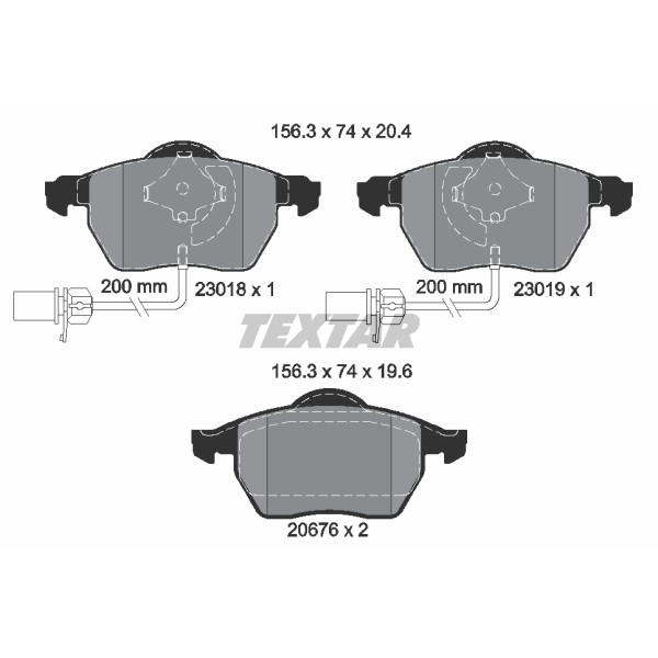 Слика на плочки TEXTAR Q+ 2301802 за Audi A4 Sedan (8E2, B6) 1.9 TDI - 130 коњи дизел