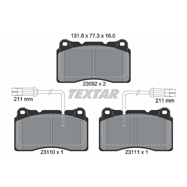 Слика на плочки TEXTAR Q+ 2309201 за Alfa Romeo 159 Sedan 2.4 JTDM Q4 - 210 коњи дизел