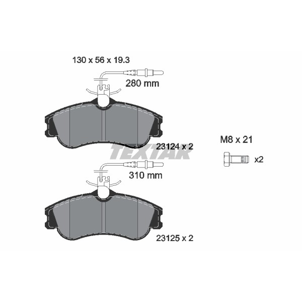 Слика на плочки TEXTAR Q+ 2312401 за Citroen Xsara Break N2 1.8 i 16V - 110 коњи бензин