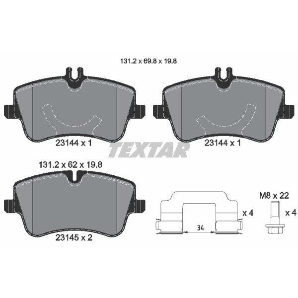 Слика на плочки TEXTAR Q+ 2314402 за Mercedes C-class Sports Coupe (CL203) C 230 (203.752) - 204 коњи бензин