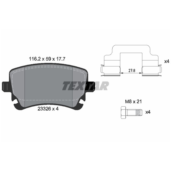 Слика на плочки TEXTAR Q+ 2332601 за Audi A6 Sedan (4F2, C6) 4.2 FSI quattro - 350 коњи бензин