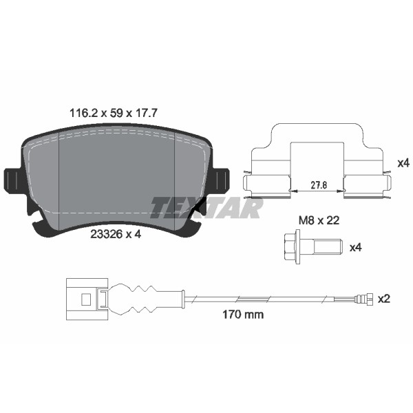 Слика на плочки TEXTAR Q+ 2332602 за VW Multivan 5 1.9 TDI - 84 коњи дизел