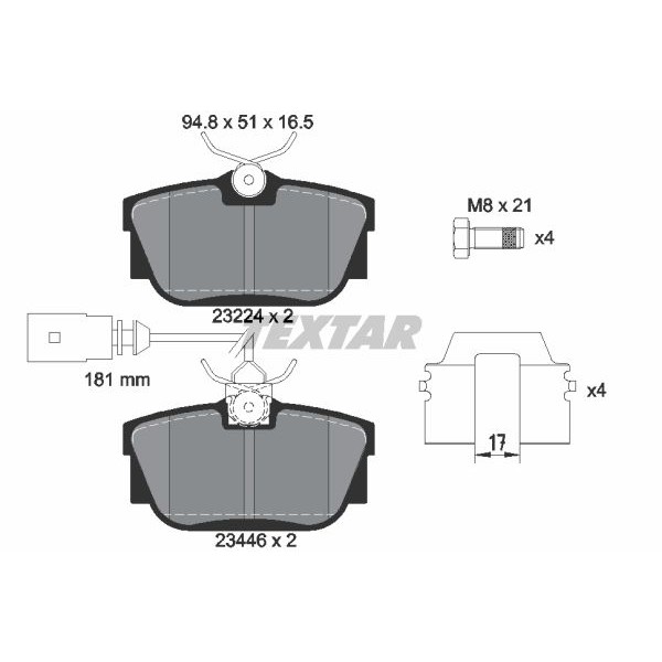 Слика на плочки TEXTAR Q+ 2344605 за VW Transporter T4 Bus 2.4 D - 78 коњи дизел