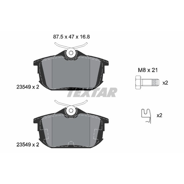 Слика на плочки TEXTAR Q+ 2354901 за Mitsubishi Carisma (DA) Hatchback 1.6 (DA1A) - 103 коњи бензин