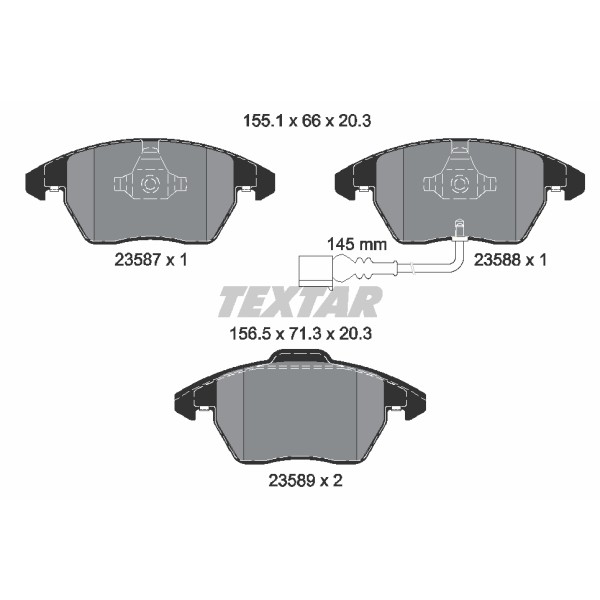 Слика на плочки TEXTAR Q+ 2358701 за Seat Toledo 3 (5P2) 2.0 TFSI - 200 коњи бензин