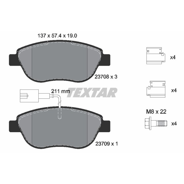 Слика на плочки TEXTAR Q+ 2370802 за Fiat Stilo 192 1.8 Flex - 114 коњи Бензин/Етанол