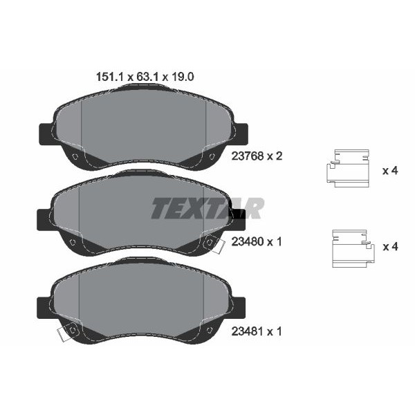 Слика на плочки TEXTAR Q+ 2376802 за Toyota Avensis Hatchback (T25) 2.4 - 170 коњи бензин