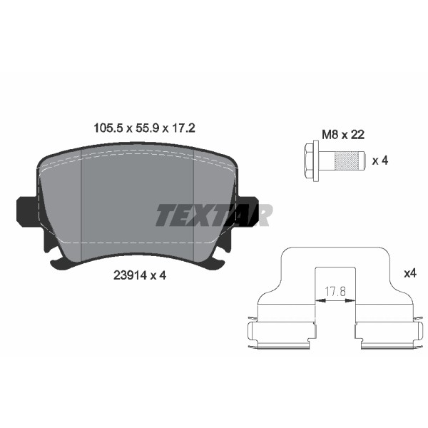 Слика на плочки TEXTAR Q+ 2391401 за VW Caddy 3 Box 1.4 16V - 80 коњи бензин