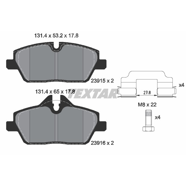 Слика на плочки TEXTAR Q+ 2391503 за Mini Roadster (R59) Cooper SD - 136 коњи дизел