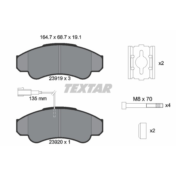 Слика на плочки TEXTAR Q+ 2391901 за Citroen Jumper BUS 230P 2.0  4x4 - 109 коњи бензин