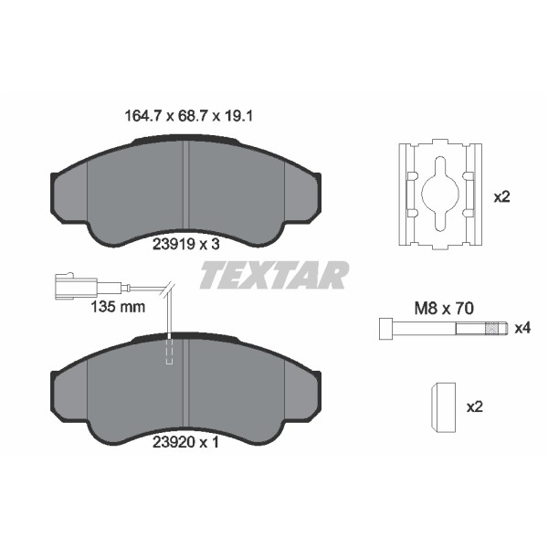 Слика на плочки TEXTAR Q+ 2391901 за Peugeot Boxer Box (230L) 2.0 4x4 - 109 коњи бензин