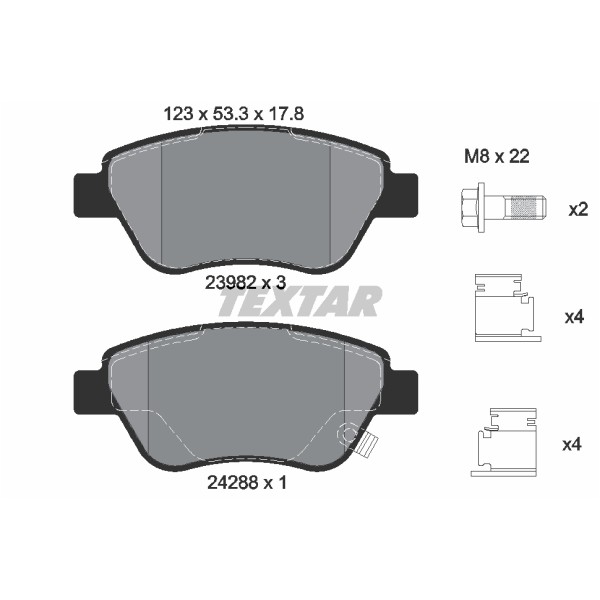 Слика на плочки TEXTAR Q+ 2398202 за Opel Corsa D 1.0 - 60 коњи бензин