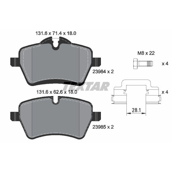 Слика на плочки TEXTAR Q+ 2398404 за Mini Countryman (R60) Cooper D ALL4 - 112 коњи дизел