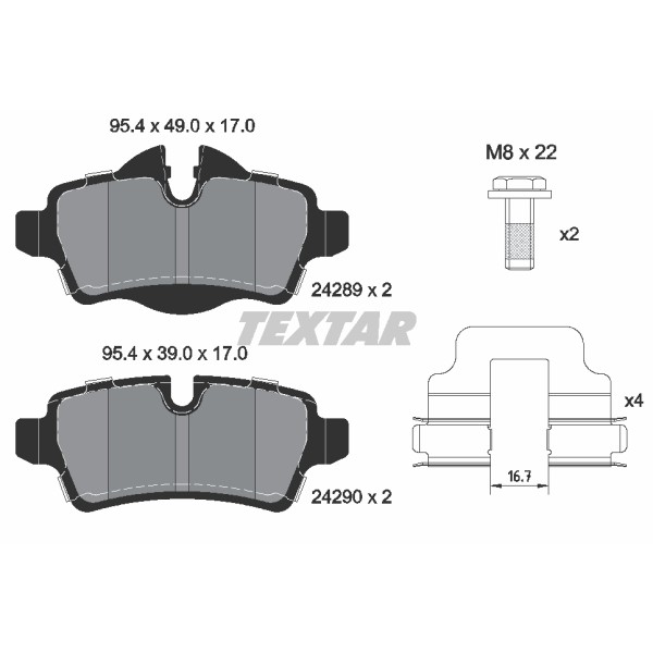 Слика на плочки TEXTAR Q+ 2428901 за Mini Roadster (R59) Cooper SD - 136 коњи дизел