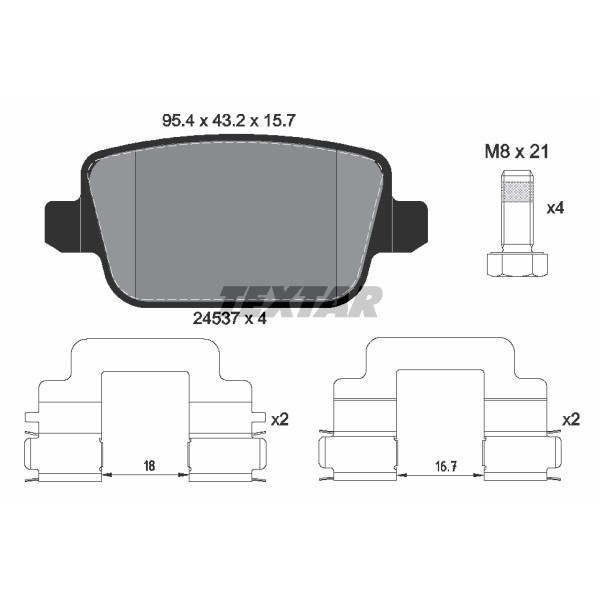 Слика на плочки TEXTAR Q+ 2453703 за Ford Mondeo 4 Saloon 2.5 - 220 коњи бензин