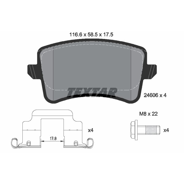 Слика на плочки TEXTAR Q+ 2460602 за Audi A4 Avant (8K5, B8) 1.8 TFSI - 170 коњи бензин