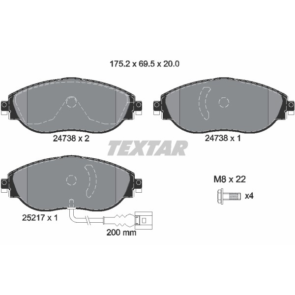 Слика на плочки TEXTAR Q+ 2473801 за VW Passat 8 (3G2) 1.4 TSI - 150 коњи бензин