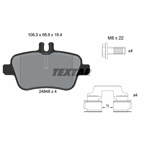 Слика на плочки TEXTAR Q+ 2484801 за Mercedes A-Class (w176) A 250 4-matic (176.051) - 218 коњи бензин