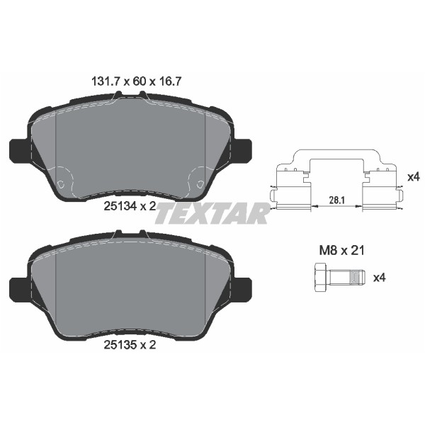 Слика на плочки TEXTAR Q+ 2513402 за Ford B-Max 1.0 EcoBoost - 100 коњи бензин