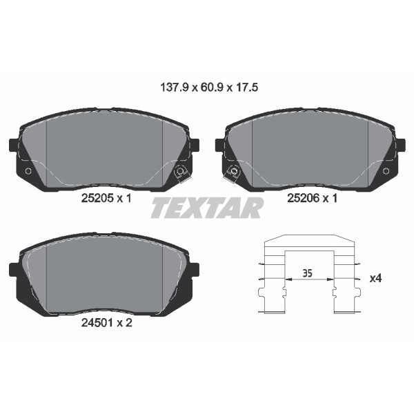 Слика на плочки TEXTAR Q+ 2520501 за Hyundai ix35 (LM) 2.4 DCVVT-I 4WD - 174 коњи бензин