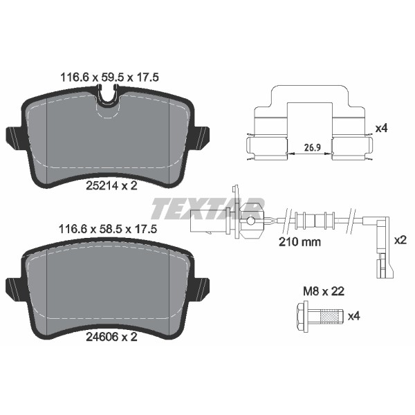 Слика на плочки TEXTAR Q+ 2521403 за Audi A6 Sedan (4G2, C7) 2.8 FSI - 204 коњи бензин