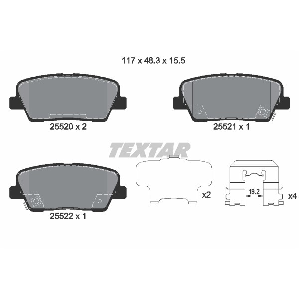 Слика на плочки TEXTAR Q+ 2552001 за Kia Sorento (XM) 3.5 - 276 коњи бензин