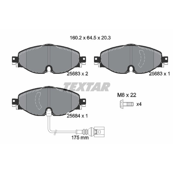 Слика на плочки TEXTAR Q+ 2568301 за Audi A3 (8V1) 2.0 TDI - 143 коњи дизел