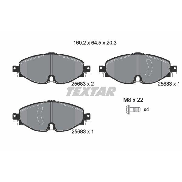 Слика на плочки TEXTAR Q+ 2568303 за VW Caddy Alltrack Estate (SAB) 1.4 TGI CNG - 110 коњи Бензин/Метан (CNG)