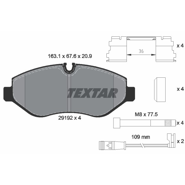 Слика на плочки TEXTAR Q+ 2919202 за Mercedes Vito BUS (w639) 116 CDI 4x4 - 163 коњи дизел