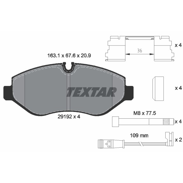 Слика на плочки TEXTAR Q+ 2919202 за VW Crafter 30-50 box (2E) 2.0 TDI - 109 коњи дизел