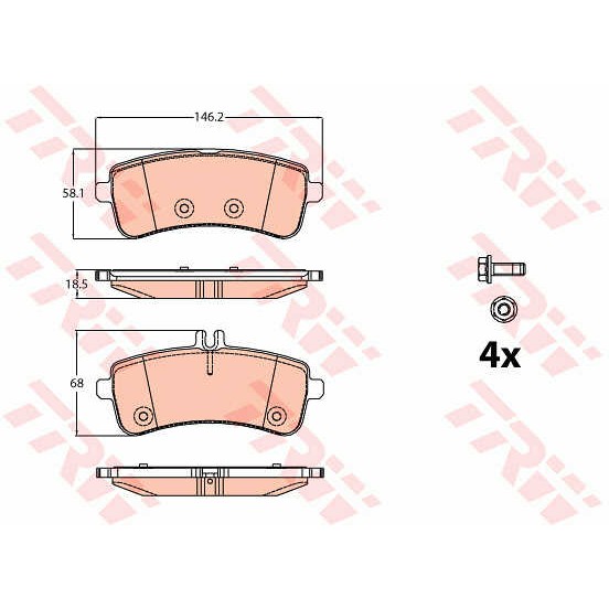 Слика на плочки TRW GDB2079 за Toyota Corolla Hatchback (E12U,E12J) 2.2 D4d - 455 коњи бензин