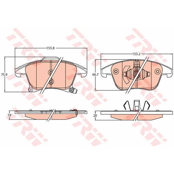 Слика на плочки TRW GDB2092 за Ford Mondeo 5 Saloon 2.0 TDCi Bi-Turbo - 210 коњи дизел