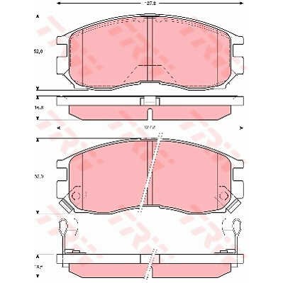 Слика на плочки TRW GDB3133 за Mitsubishi Lancer 4 Hatchback (C6,C7 A) 1.6 4WD (C76A, C66A) - 114 коњи бензин