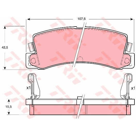 Слика на плочки TRW GDB730 за Toyota Corolla Liftback (E11) 1.6 (AE111_) - 110 коњи бензин