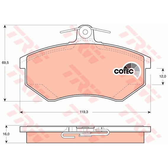 Слика на плочки TRW COTEC GDB1048 за VW Passat 3 Sedan (B3,35i) 1.8 G60 Syncro - 160 коњи бензин