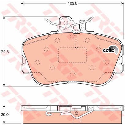 Слика на плочки TRW COTEC GDB1094 за Mercedes C-class Estate (s202) C 220 T D (202.182) - 95 коњи дизел