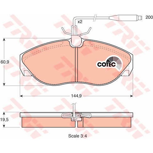 Слика на плочки TRW COTEC GDB1105 за Citroen Jumper BUS 230P 2.0  4x4 - 109 коњи бензин