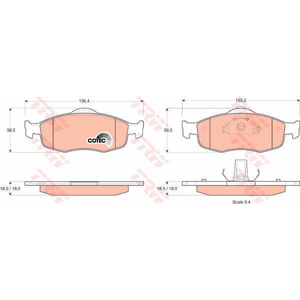 Слика на плочки TRW COTEC GDB1107 за Ford Granada MK 3 Estate (gge) 2.0 i - 120 коњи бензин