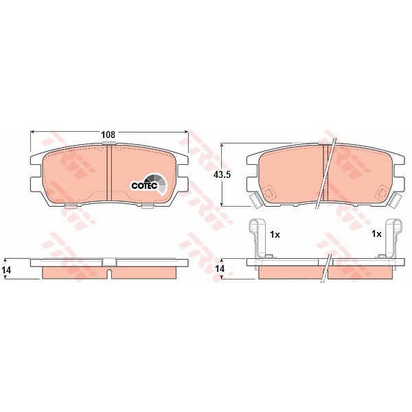 Слика на плочки TRW COTEC GDB1127 за Mitsubishi Montero Sport (K90) V6 (K96W) - 177 коњи бензин