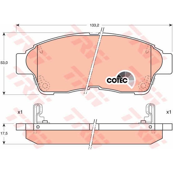 Слика на плочки TRW COTEC GDB1143 за Toyota Corolla Hatchback (E11) 1.6 Aut. (AE111_) - 107 коњи бензин