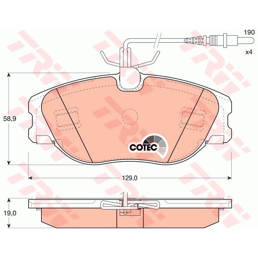 Слика на плочки TRW COTEC GDB1148 за Citroen Jumpy U6U 1.9 D - 69 коњи дизел