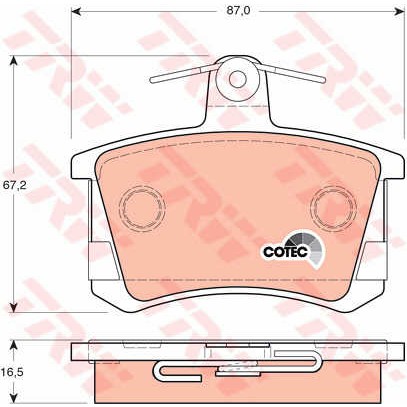 Слика на плочки TRW COTEC GDB1163 за Audi 100 Sedan (44, 44Q, C3) 2.2 Turbo - 165 коњи бензин