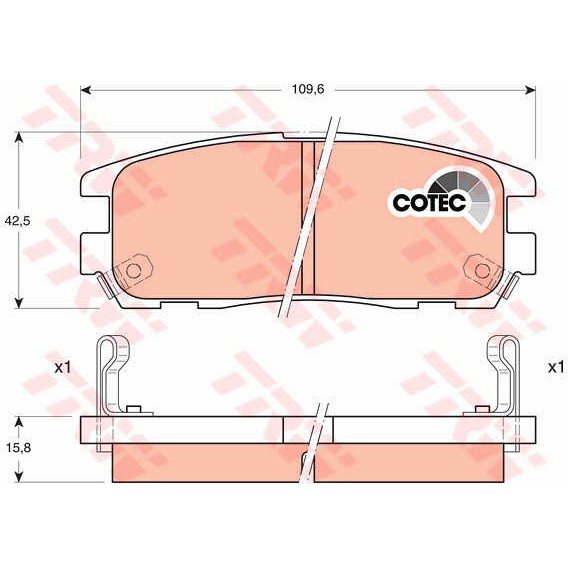 Слика на плочки TRW COTEC GDB1187 за Opel Frontera A 2.2 i (54MWL4) - 136 коњи бензин