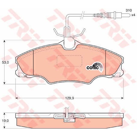 Слика на плочки TRW COTEC GDB1193 за Peugeot 406 Estate 1.9 D - 75 коњи дизел