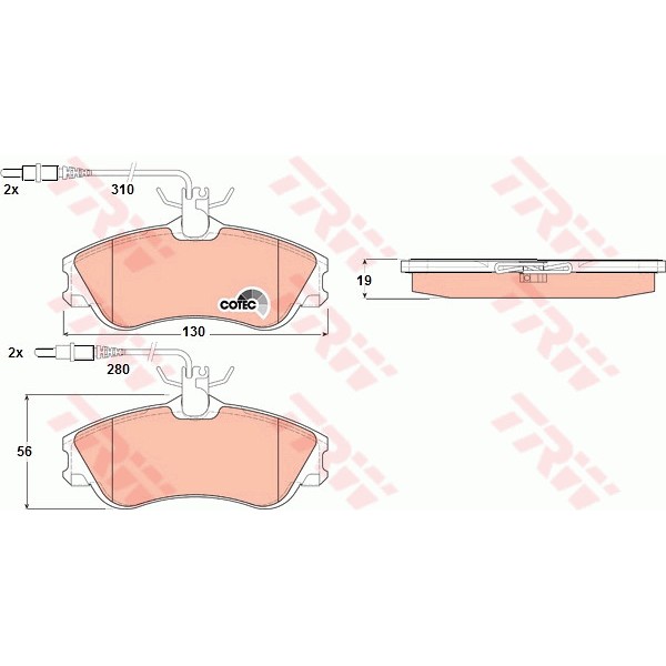 Слика на плочки TRW COTEC GDB1260 за Citroen Xsara N1 2.0 16V - 132 коњи бензин