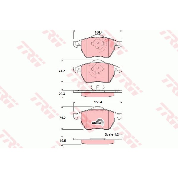 Слика на плочки TRW COTEC GDB1275 за Seat Toledo 2 Saloon (1M2) 2.3 V5 - 150 коњи бензин