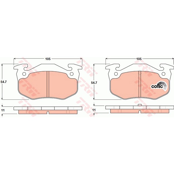 Слика на плочки TRW COTEC GDB1305 за Renault Megane 1 (BA0-1) 1.9 dTi (BA08, BA0N) - 98 коњи дизел